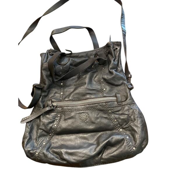 Lucky Brand Lambskin Foldover Crossbody Handbag Charcoal Gray - Picture 8 of 11